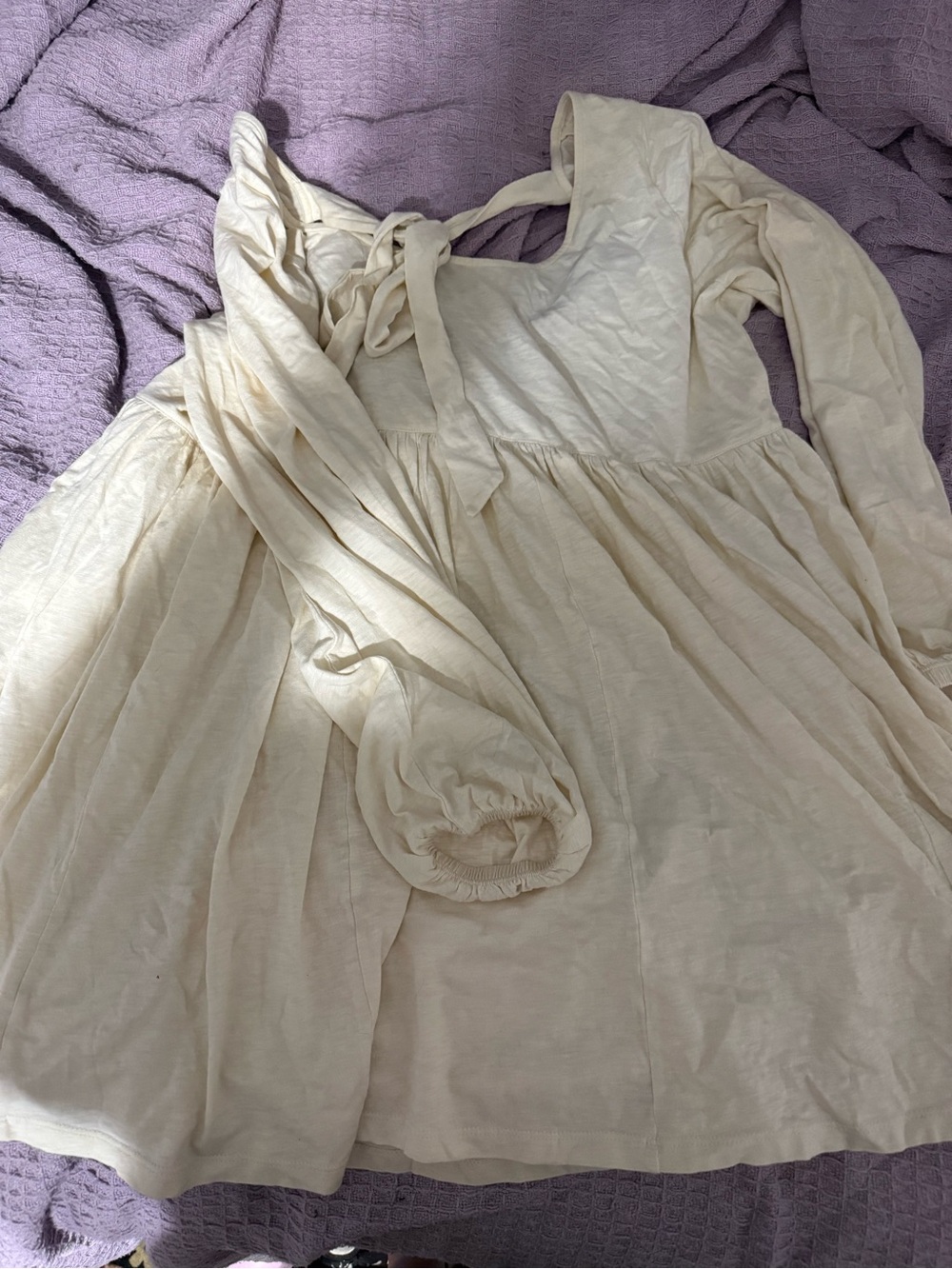 American Eagle Outfitters Cream Long Sleeve Mini Dress